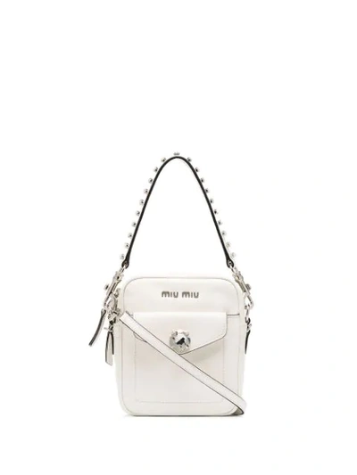 Shop Miu Miu Crystal Embellished Shoulder Bag In White