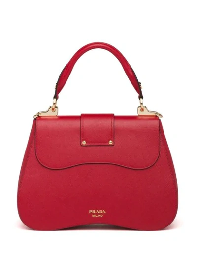 Shop Prada Large Sidonie Tote Bag In F068z Fiery Red