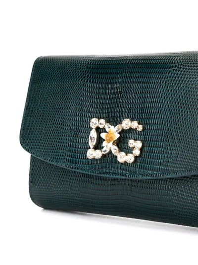 Shop Dolce & Gabbana Embossed Logo-plaque Shoulder Bag In Blue