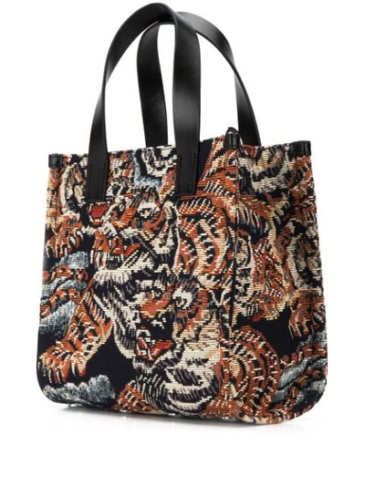 Shop Kenzo Jungle Flying Tiger Jacquard Tote Bag In Black