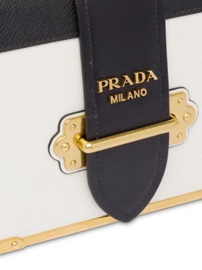 Shop Prada Black And White Cahier Leather Bag