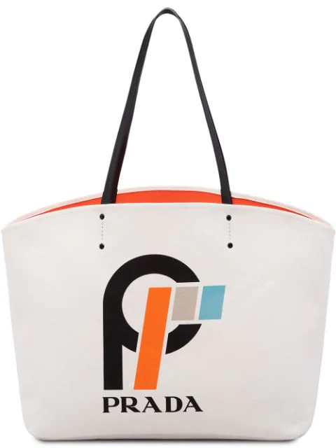 prada printed canvas tote