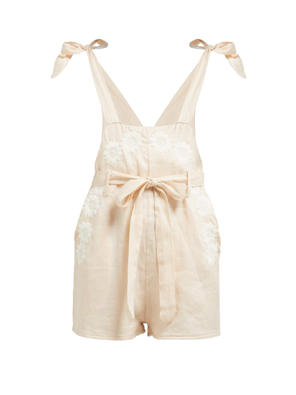 pink linen playsuit