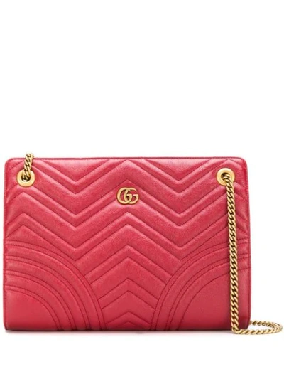 Shop Gucci Gg Marmont Matelassé Medium Tote In Red