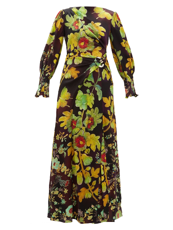 botanical print maxi dress