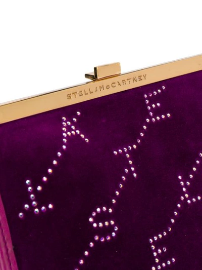 Shop Stella Mccartney Mini Frame Monogram Velvet Clutch In Purple