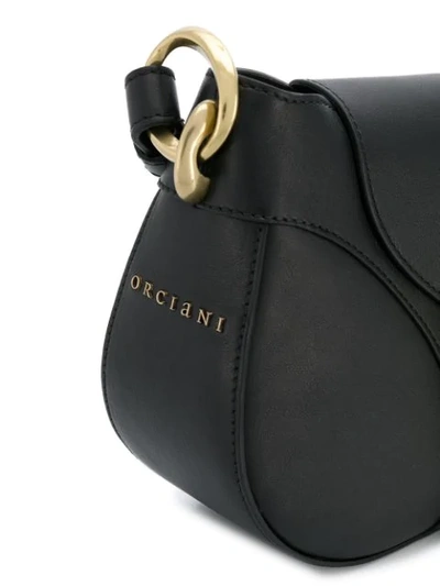 Shop Orciani Lotus Buckle Cross Body Bag In Black