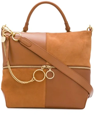 Shop See By Chloé Emy Patchwork Tote Bag In 242 Caramello