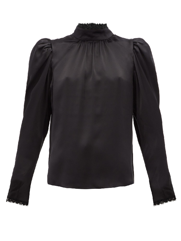 black satin high neck blouse