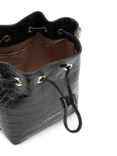 Shop Lancaster Crocodile Effect Buckle Bag In Black