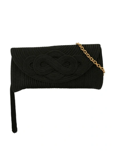 Shop Shanghai Tang Braid Knot Clutch In Black