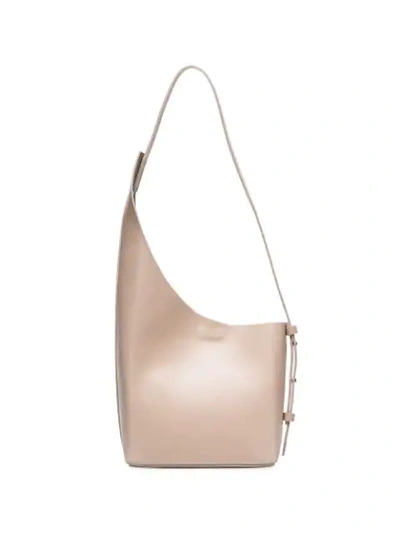 Shop Aesther Ekme Demi Lune Leather Bucket Bag In Neutrals