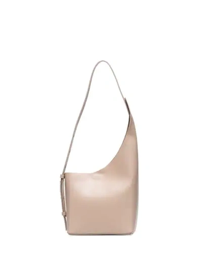 Shop Aesther Ekme Demi Lune Leather Bucket Bag In Neutrals