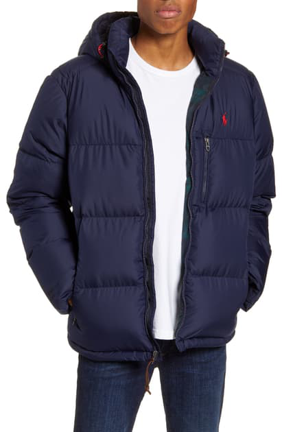 ralph lauren hooded down jacket navy