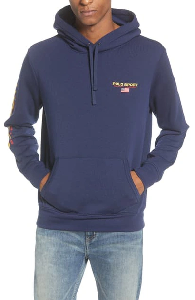 Shop Polo Ralph Lauren Polo Sport Hooded Sweatshirt In Cruise Navy