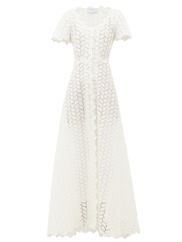 white cotton lace maxi dress