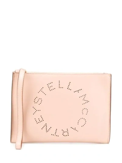 Shop Stella Mccartney Stella Logo Clutch In Neutrals