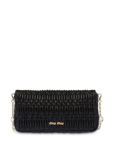 Shop Miu Miu Cloquet Crystal-embellished Shoulder Bag - Black