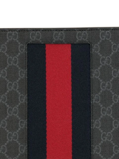 Pre-owned Gucci Gg Pattern Shelly Line Clutch In Grey