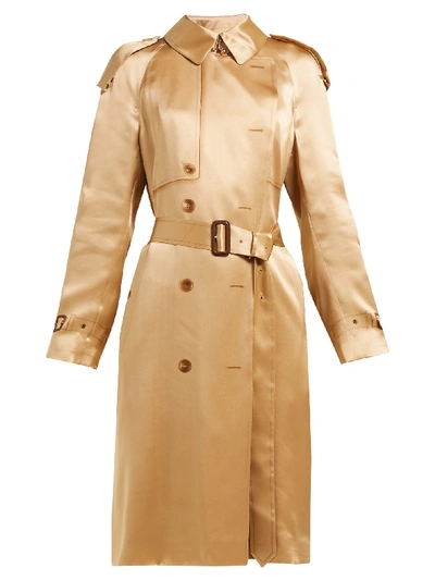 Burberry Double breasted Silk satin Trench Coat In Beige ModeSens