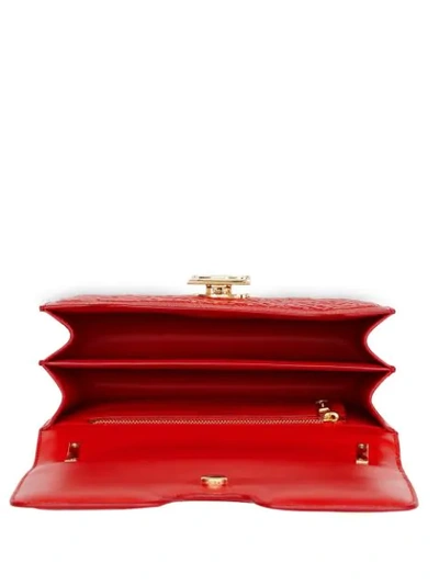 Shop Burberry Small Quilted Monogram Leather Tb Bag In Red