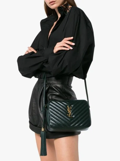 Shop Saint Laurent Lou Quilted Camera Bag In Green