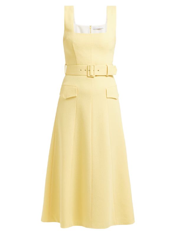 light yellow midi dress