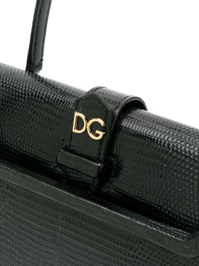 Shop Dolce & Gabbana Ingrid Lizard-effect Tote In Black