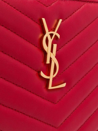 Shop Saint Laurent Quilted Logo Pouch In Red