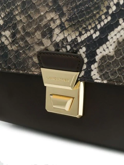 Shop Lancaster Snakeskin Panel Shoulder Bag In Brown