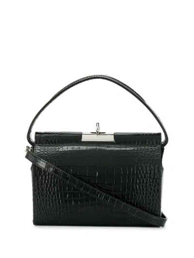 Shop Gu_de Milky Croc-effect Tote In Black