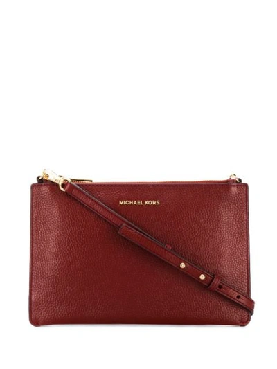 Shop Michael Michael Kors Textured Cross Body Bag In Red