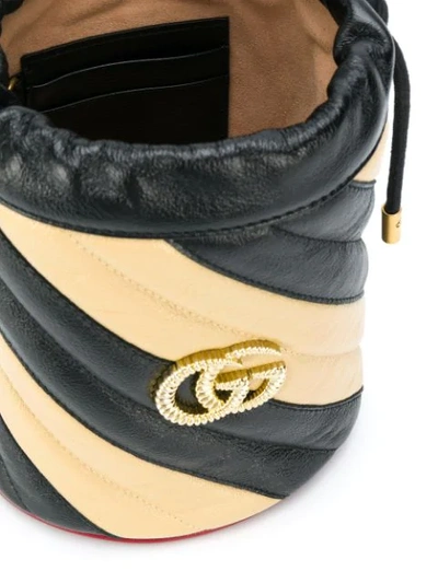 Shop Gucci Gg Marmont Striped Bucket Bag In Black