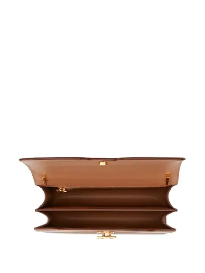 Shop Burberry Medium Panelled Tb Shoulder Bag In Brown