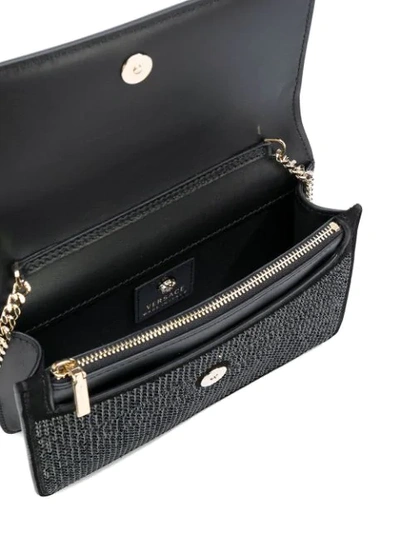 Shop Versace Crystal-embellished Medusa Palazzo Shoulder Bag In Black