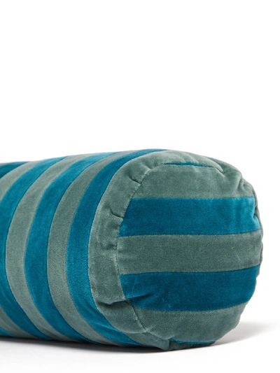 Christina Lundsteen Striped Cotton-velvet Bolster Cushion In Blue Multi |  ModeSens