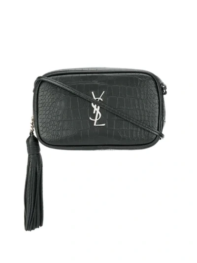 Shop Saint Laurent Mini Lou Embossed Camera Bag In Black