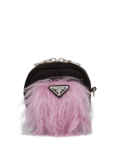 Shop Prada Faux-fur Embellished Mini Bag In Black