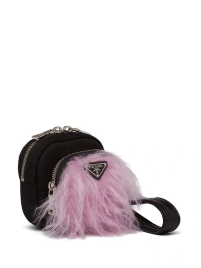 Shop Prada Faux-fur Embellished Mini Bag In Black