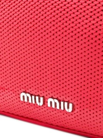 Shop Miu Miu Sequinned Logo Crossbody Bag - Red