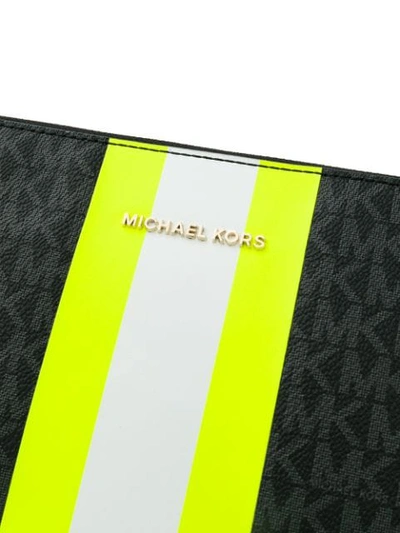 Shop Michael Michael Kors Neon Stripe Clutch Bag In Black