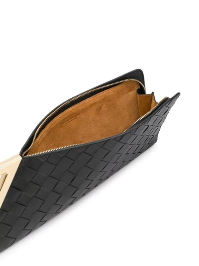 Shop Bottega Veneta Small Bv Rim Intrecciato Clutch In Black