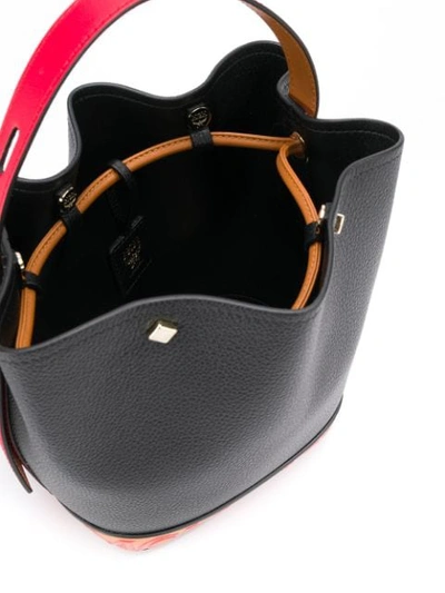 Shop Mcm Colour Block Design Bucket Bag In Black