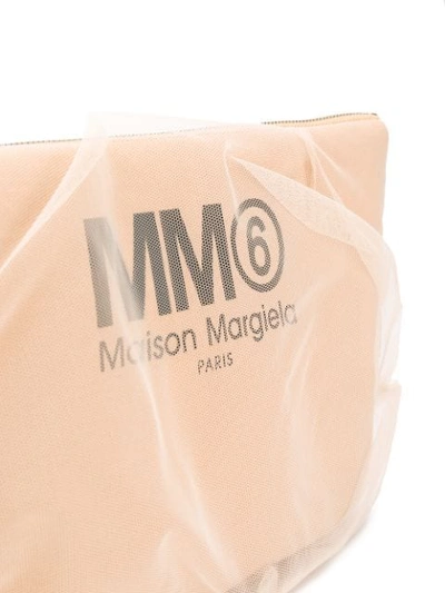 Shop Mm6 Maison Margiela Tulle Clutch Bag - Neutrals