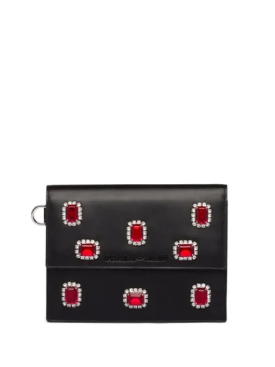 Shop Prada Crystal Embellished Mini Bag In Black