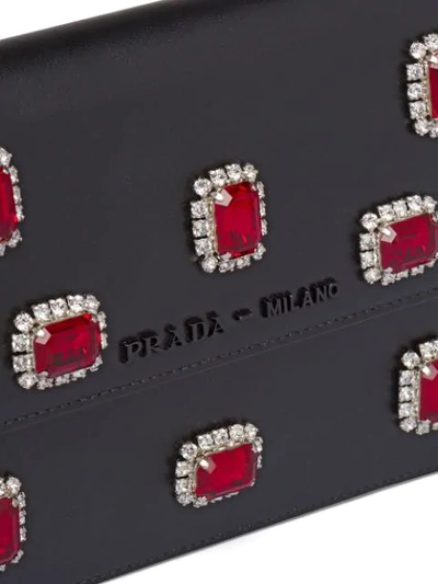 Shop Prada Crystal Embellished Mini Bag In Black