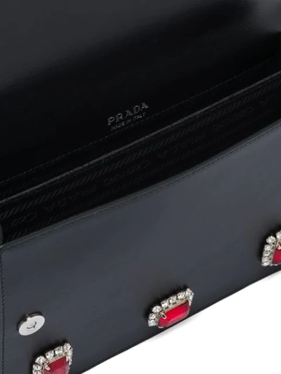 Shop Prada Crystal Embellished Mini Bag In Black