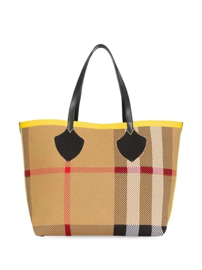 Shop Burberry Beige Giant Fabric Tote Bag - Neutrals