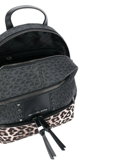 Michael Michael Kors Rhea Leopard Print Backpack In Black | ModeSens