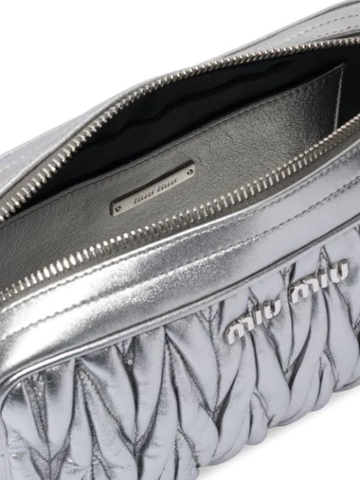 Shop Miu Miu Matelassé Metallic Nappa Leather Shoulder Bag - Silver